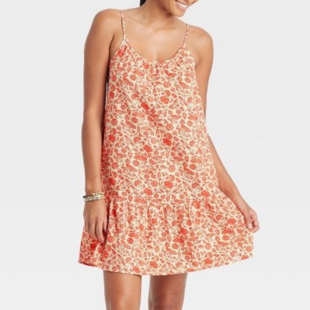 Women's Sleeveless Sundress mini Dress - Universal Thread Red Floral XS